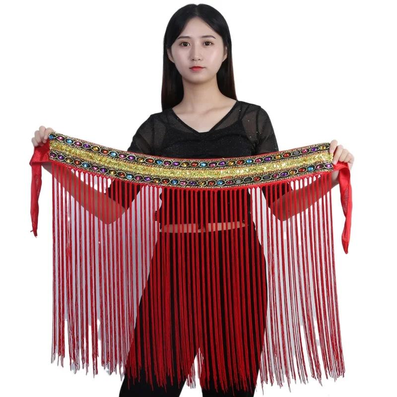 Wave Shape Sequins Pattern Belly Dance Hip Scarf Women Festival Outfits Accessories